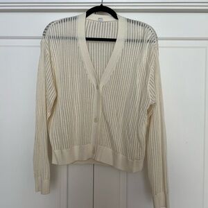 Uniqlo Cream Ribbed Cardigan Sweater